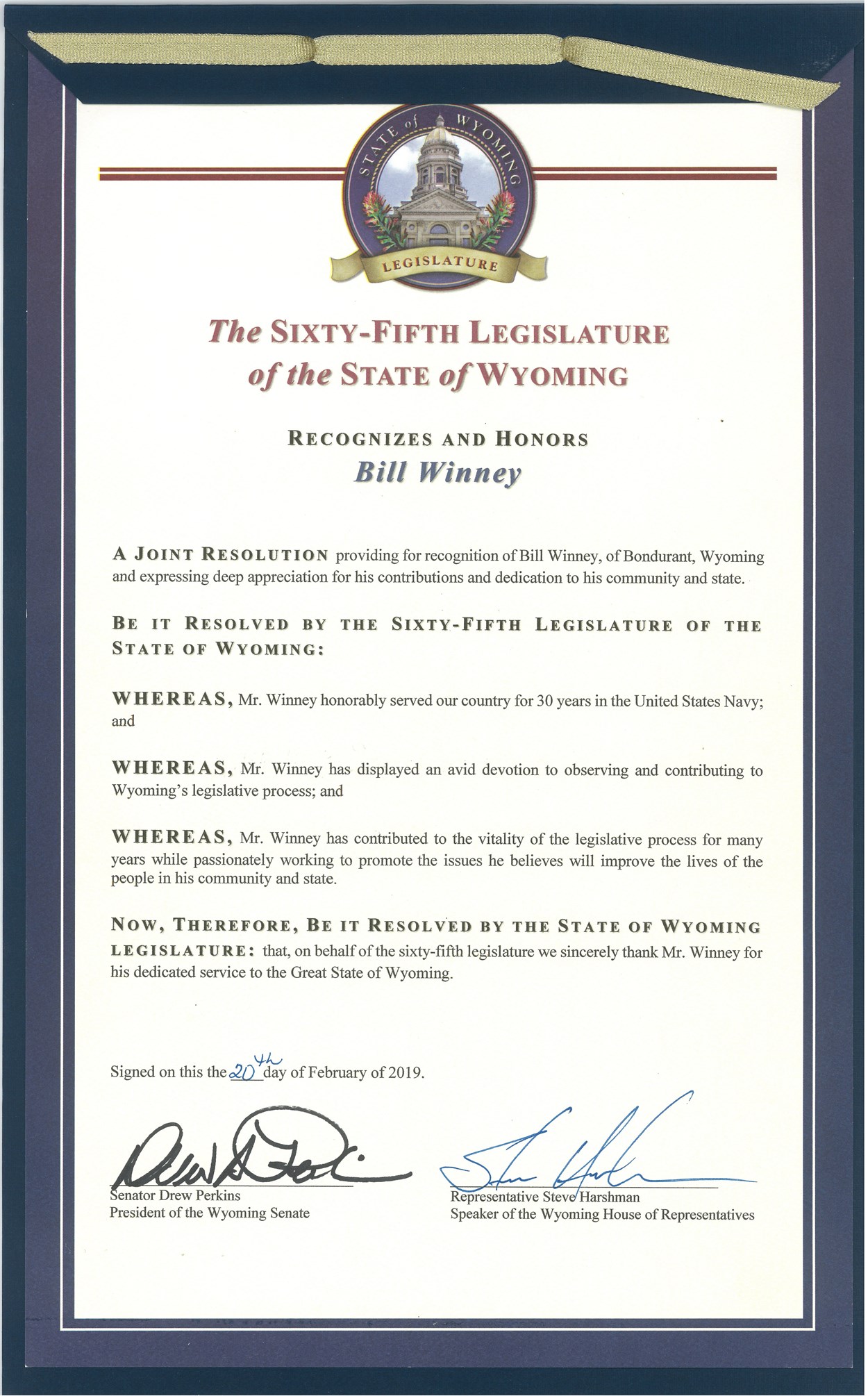 65th Legislature Resolution